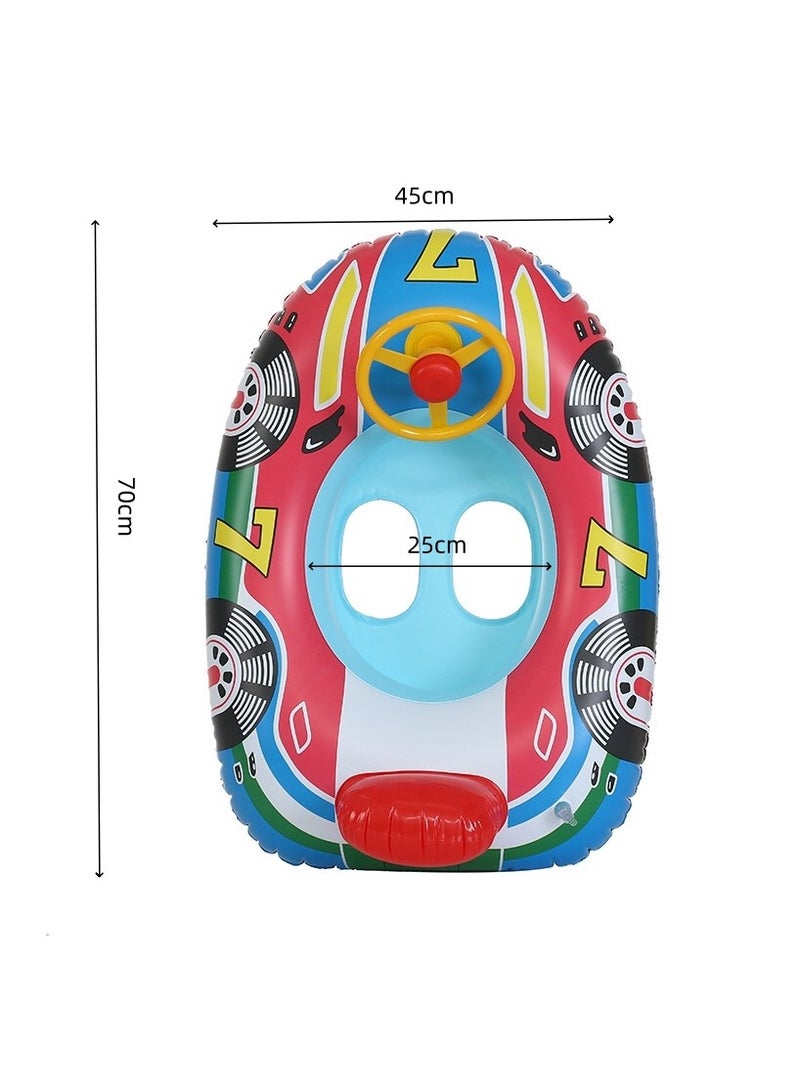 Blue Car Little Horn Boat Inflatable Pool Pontoon with Steering Wheel Horn Suitable for children aged 1-4 years old inflatable to ride outdoor toys - Image 5