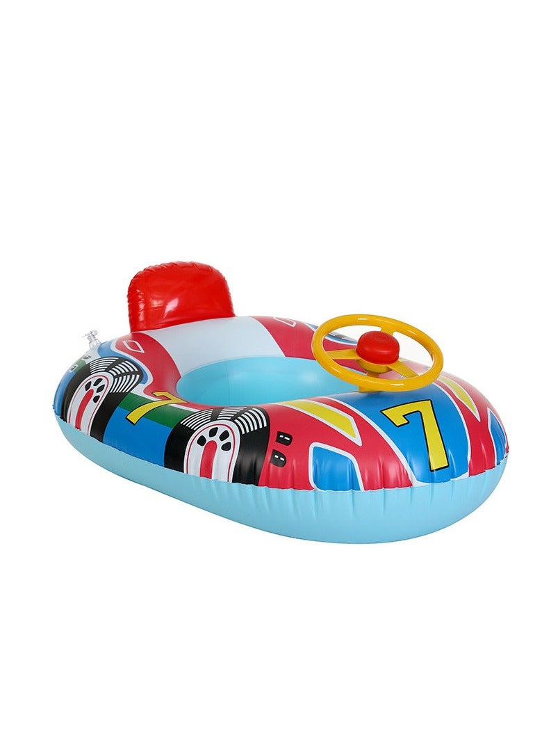 Blue Car Little Horn Boat Inflatable Pool Pontoon with Steering Wheel Horn Suitable for children aged 1-4 years old inflatable to ride outdoor toys - Image 3