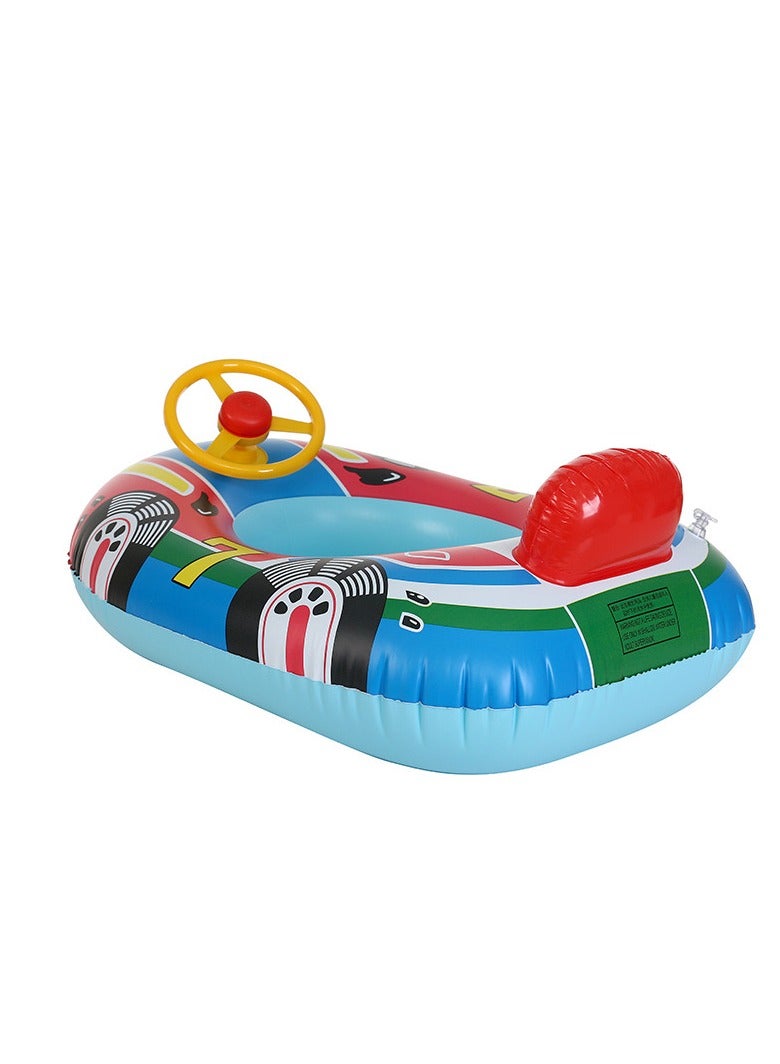 Blue Car Little Horn Boat Inflatable Pool Pontoon with Steering Wheel Horn Suitable for children aged 1-4 years old inflatable to ride outdoor toys - Image 4