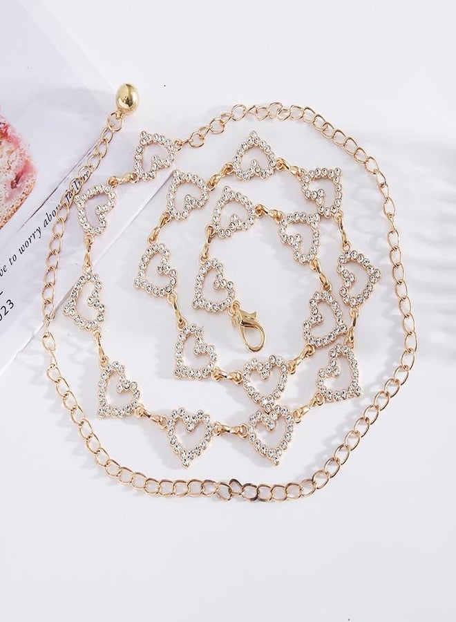 Wojgzon Heart Chain Belts for Girls Kids - Rhinestone Gold Metal Waist Belt for Flower Girl Dresses Jeans - Image 5