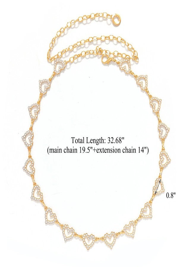 Wojgzon Heart Chain Belts for Girls Kids - Rhinestone Gold Metal Waist Belt for Flower Girl Dresses Jeans - Image 3