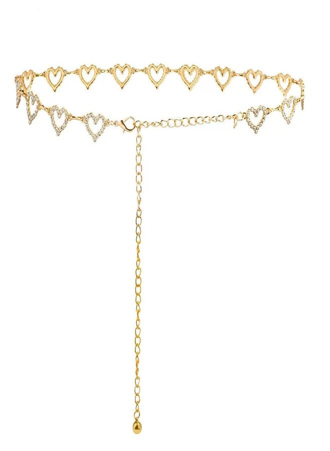 Wojgzon Heart Chain Belts for Girls Kids - Rhinestone Gold Metal Waist Belt for Flower Girl Dresses Jeans - Image 1