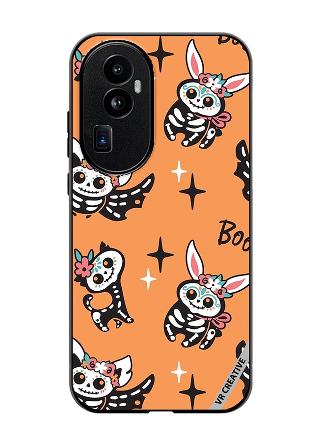 VR CREATIVE Protective Case Cover For Oppo Reno 10 Pro Plus Skeletons Of Cute Animals On Orange Design Multicolour - Image 1