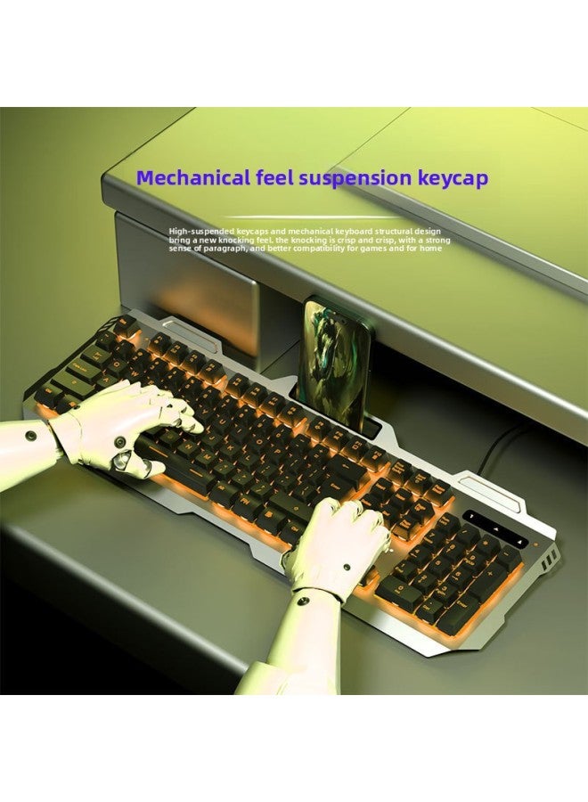 Loquat Real Mechanical Feel Keyboard And Mouse Suit Wired Electronic Competition Game Dedicated Keyboard And Mouse Computer Desktop USB External Office-Color:Character Metal Panel + E-sports 6d Mouse - Image 5