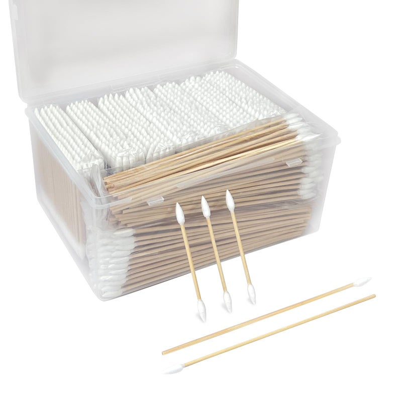 eyxformula 900 Pcs Precision Tip Cotton Swabs with Sturdy Bamboo Sticks 700 Pcs Double Pointed Tip Cotton Swabs 200 Pcs Long Cotton Swabs for Makeup Nails Crafts Gun Cleaning