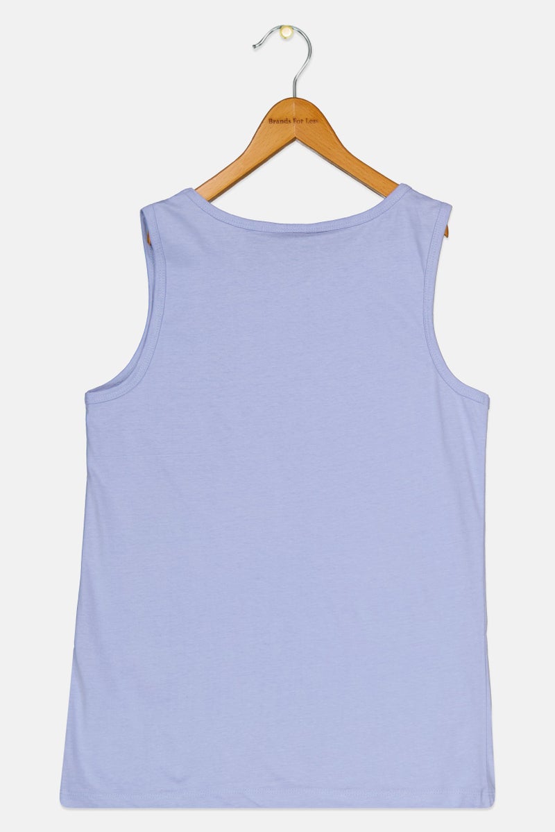 mistral Kids Boy Round Neck Sleeveless Brand Logo T-Shirt, Lavender  - Image 2