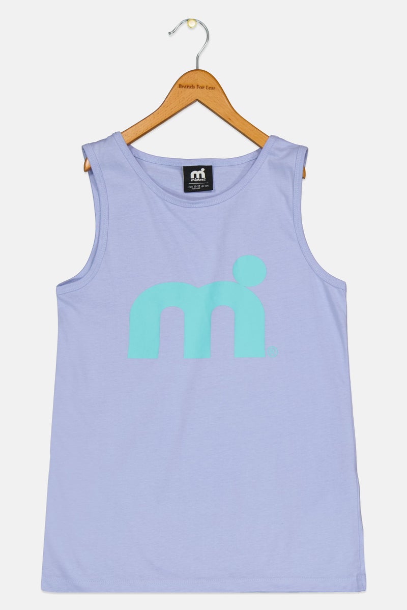 mistral Kids Boy Round Neck Sleeveless Brand Logo T-Shirt, Lavender  - Image 1