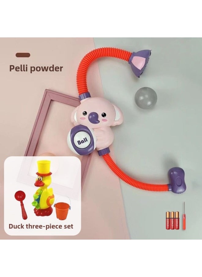 Generic - Children's Bath Toy Elephant Koala Electric Shower Sprinkler Water Sprinkling Bath Internet Red Same-Specifications:Pink Elephant Shower Battery Version + Duck Water Drain 3-piece Set - Image 1