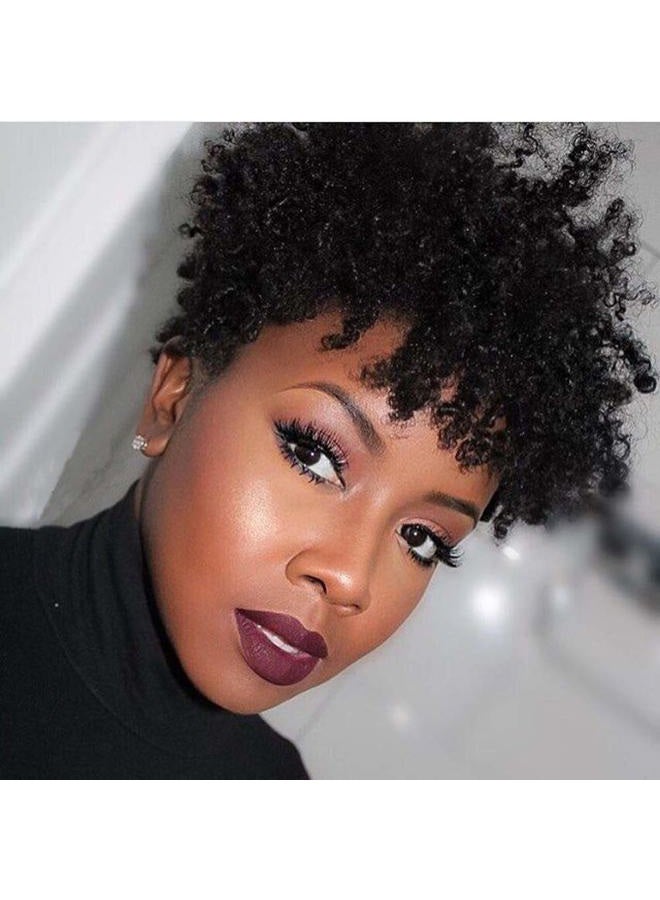 Ms Taj Short Afro Curly Human Hair Wigs for Black Women Brazilian Virgin Short Curly Afro Wigs None Lace 150% Density Unprocessed Afro Wig Human Hair Curly Machine Made (Natural Color, afro wig) - Image 1