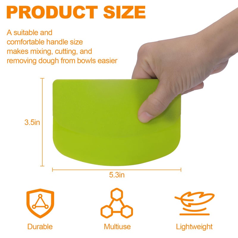 LKbeuuu 3 Pieces Food Dough Scraper, Plastic Multi - Purpose Kitchen Pastry Cutting Tool, Flexible Bowl Scraper with Curved Edge, Cake Baking Bench Scraper - Image 2