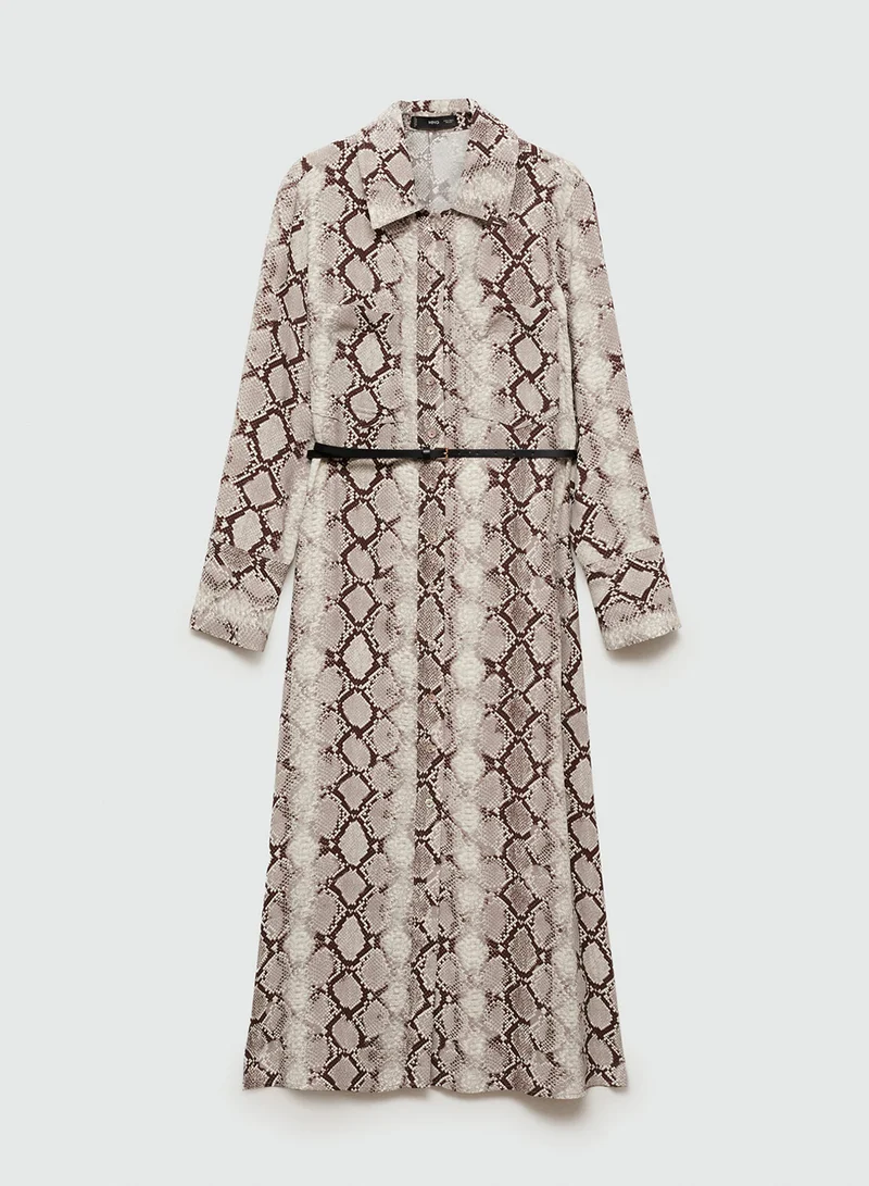 MANGO Snakeskin Midi Dress