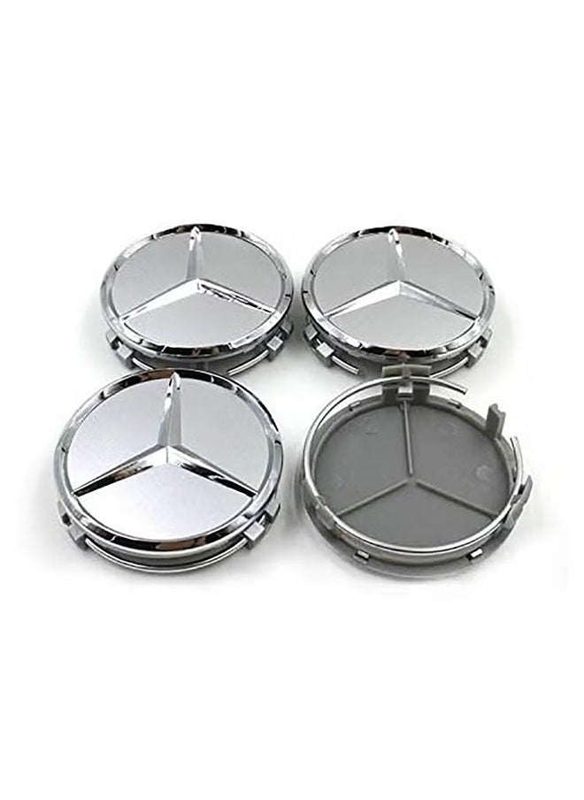 HY 4PCS Premium Silver Wheel Center Cap Set For Mercedes  - Image 3