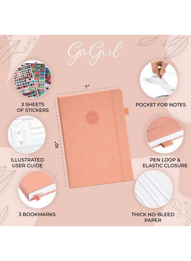 GoGirl Planner PRO Schedule - Undated Planner with Hourly Time Slots, Monthly, Weekly & Daily Organizer, Appointment Book for time Management, 18 x 25.5cm, Hardcover, Lasts 1 Year - Peach Pink - Image 2