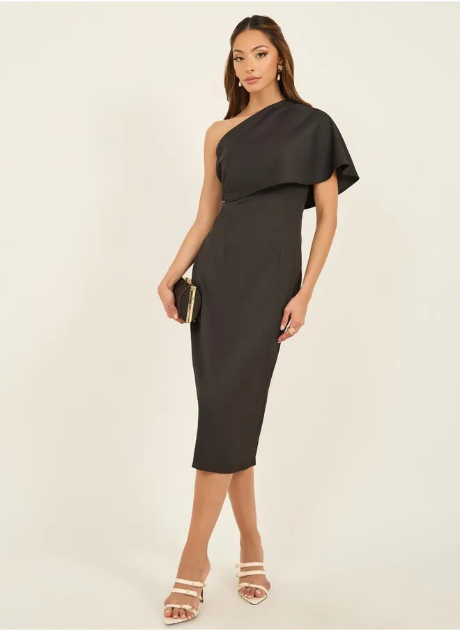 ستايلي One Shoulder Neck Sheath Midi Dress