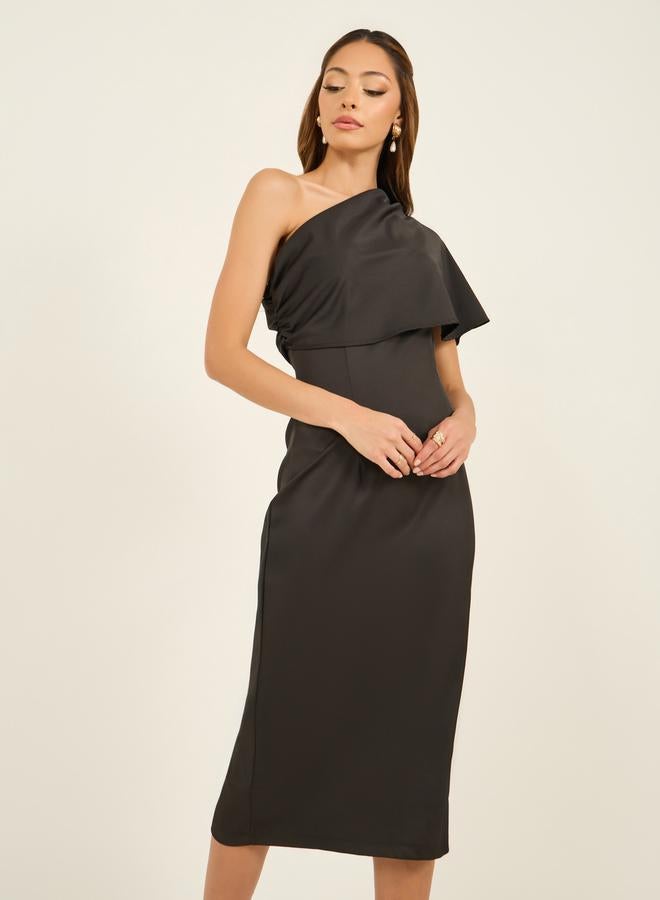 Styli One-Shoulder Fitted Dress  - Image 3