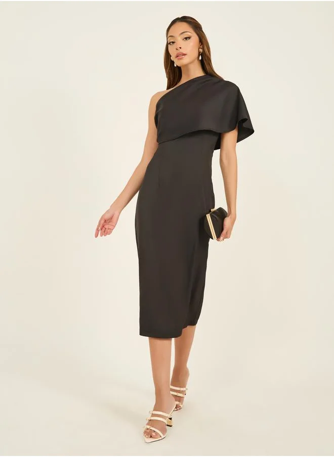 ستايلي One Shoulder Neck Sheath Midi Dress