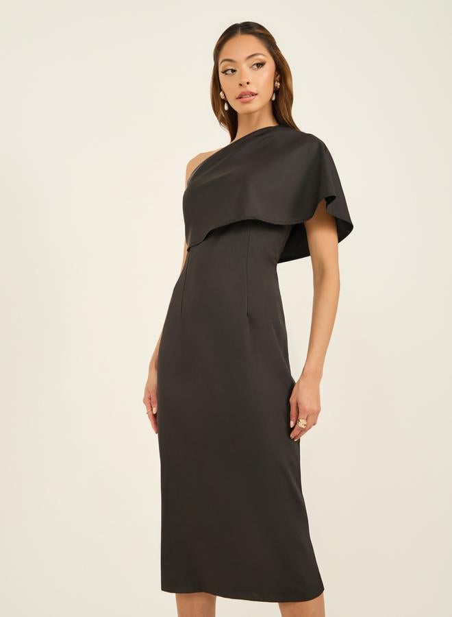 Styli One-Shoulder Fitted Dress  - Image 4