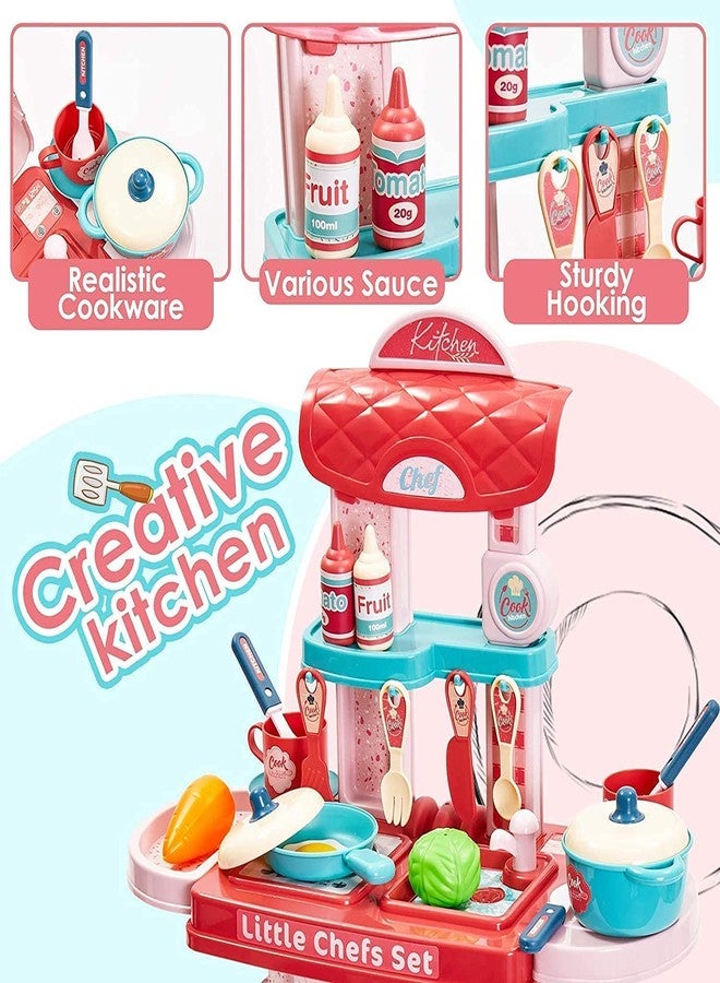 Cojuz 3-in-1 Portable Pretend Food Party Kitchen Play Set – Cooking Role Play Toy with Utensils & Accessories for Boys & Girls Multi Color - Image 4