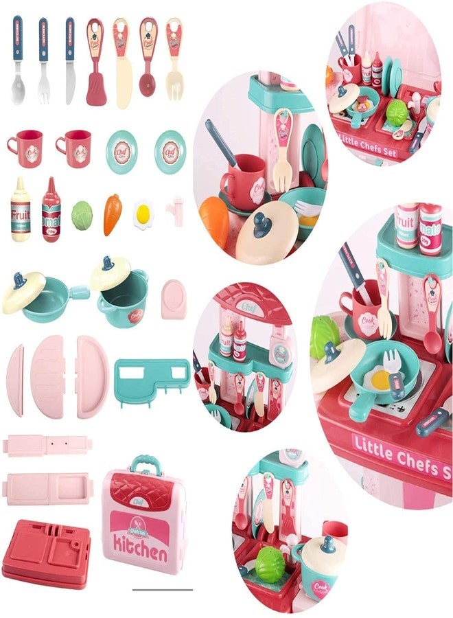 Cojuz 3-in-1 Portable Pretend Food Party Kitchen Play Set – Cooking Role Play Toy with Utensils & Accessories for Boys & Girls Multi Color - Image 2