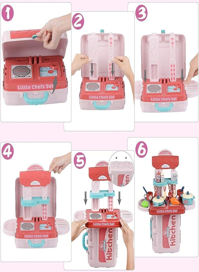 Cojuz 3-in-1 Portable Pretend Food Party Kitchen Play Set – Cooking Role Play Toy with Utensils & Accessories for Boys & Girls Multi Color - Image 5