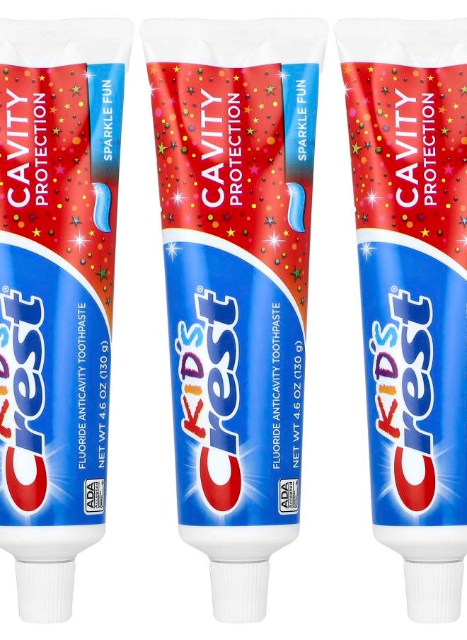 Crest Kids Cavity Protection Fluoride Anticavity Toothpaste Sparkle Fun 3 Pack 4.6 oz (130 g) Each 
