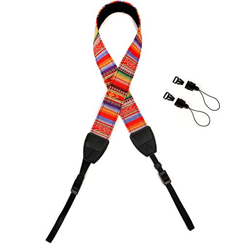 WANBY Camera Strap Canvas Rainbow Neck Shoulder Strap with Quick Release Buckles for DSLR SLR - Image 4