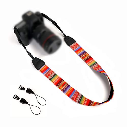 WANBY Camera Strap Canvas Rainbow Neck Shoulder Strap with Quick Release Buckles for DSLR SLR - Image 1
