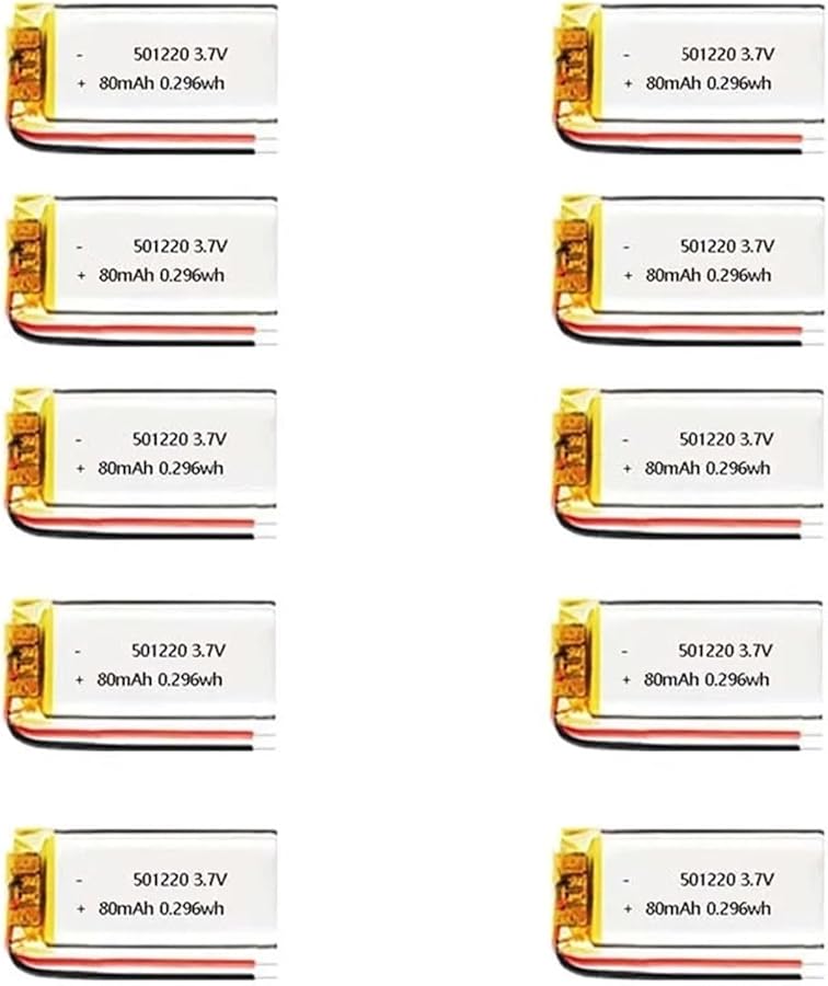 3 7V 80mAh Rechargeable Lithium Polymer Battery 10 Pcs - Image 1