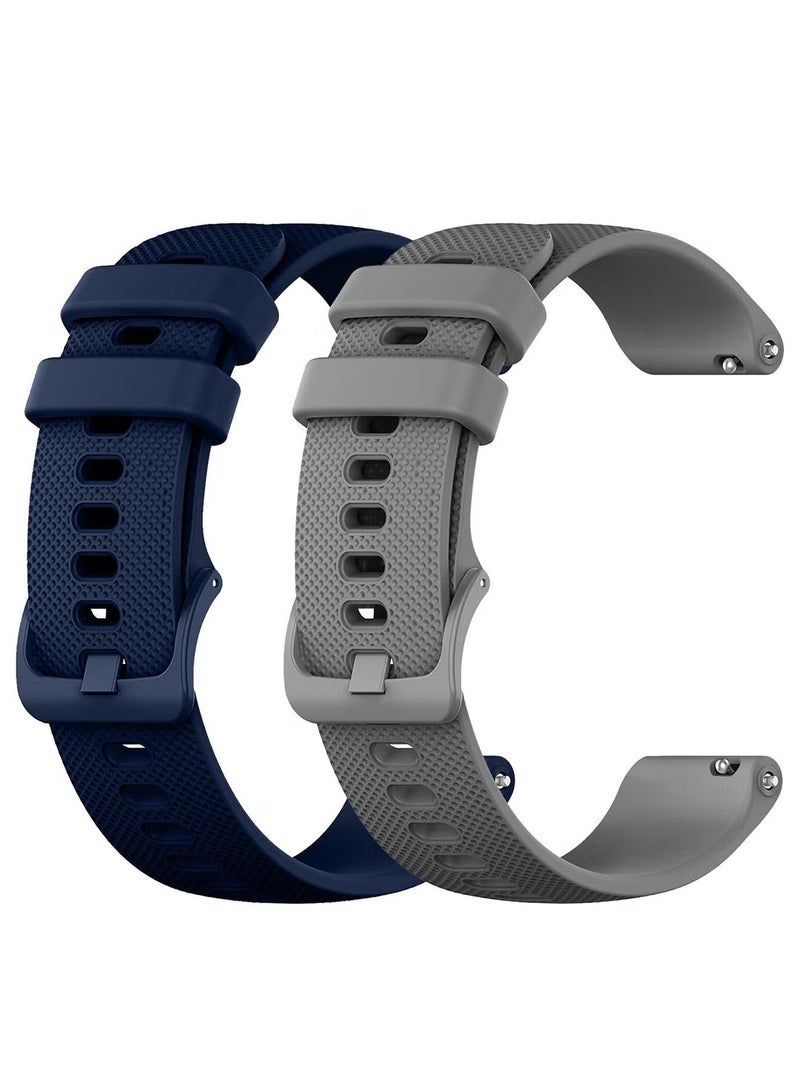 (For All Smartwatches 22mm) 2Packs, 22mm Silicone Straps Watch Band Strap for Huawei GT3 / Huawei GT3 pro/Huawei GT/Huawei GT 2 (46mm) Watch Band/Huawei Watch GT2 Pro Strap/Samsung Galaxy Watch 46mm / Galaxy Watch 3 45mm - Grey Navy Blue