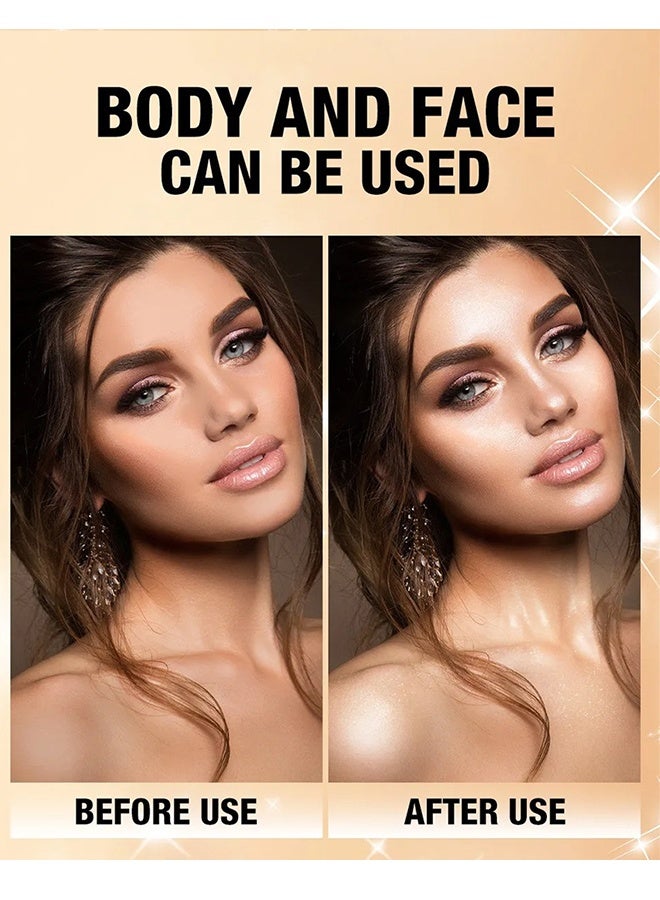VERONNI Body Glitter Highlight，Glitter Body Oil, Moisturizing Lightweight Glitter Glow Illuminator, Non-stick Body Glow Liquid Highlighter Makeup Your Skin, Smooth Liquid Spray Summer Body Illuminator - #03 Golden Brown  - Image 5