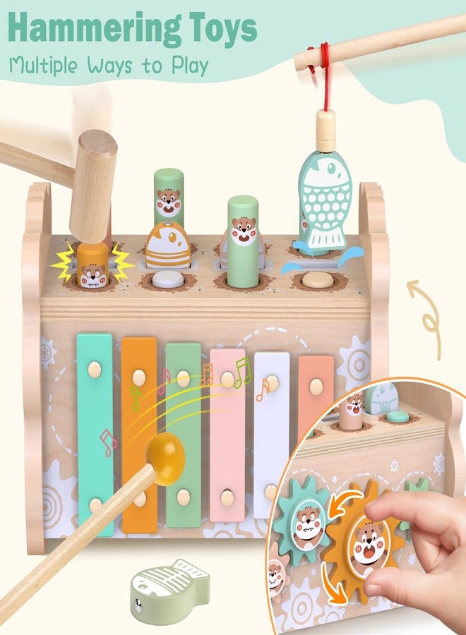 Weilim Wooden Montessori Toys for Toddlers 1-3, Baby Pounding Hammering Toy with Xylophone & Fishing Game, Car Ramp Racer, Stacking Blocks & Shape Sorter, 3 in 1 Learning Multi-Activity Set for 1 + Year Old - Image 3