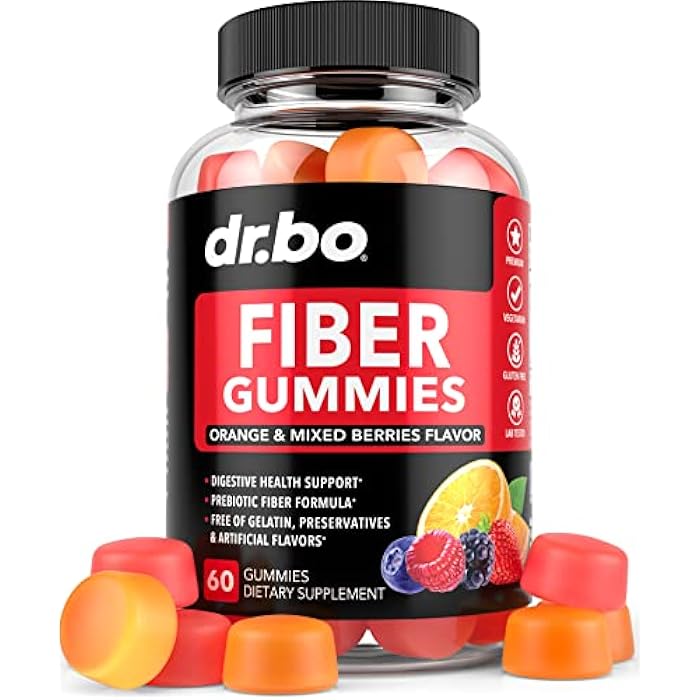 dr.bo Fiber Gummies for Adults & Kids - Tasty Gummy Prebiotic Fiber Supplement, Max Digestive Gut Health Supplements for Women & Men - Daily Cleanse High Chicory Root Inulin Prebiotics - 60 Chewable Gummies - Image 1