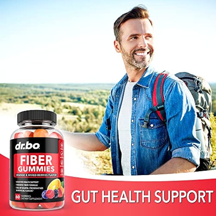dr.bo Fiber Gummies for Adults & Kids - Tasty Gummy Prebiotic Fiber Supplement, Max Digestive Gut Health Supplements for Women & Men - Daily Cleanse High Chicory Root Inulin Prebiotics - 60 Chewable Gummies - Image 4