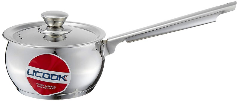 UCOOK Ss Lifetime Sauce Pan Bulging 140 Induction with Lid 920 Stainless Steel Cookware, Silver - Image 2