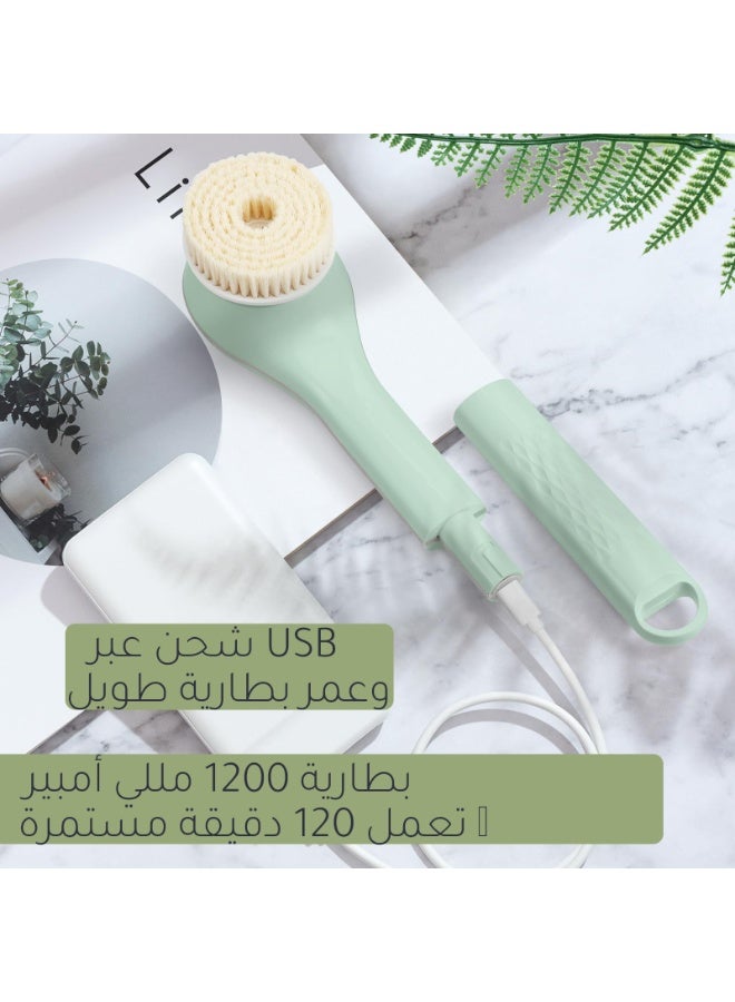 ميجيوسيون فرشاة الجسم الكهربائية | فرشاة تقشير للاستحمام بمقبض طويل مع 6 رؤوس - هدايا للرجال والنساء - Image 5