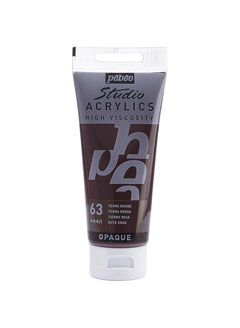 Pebeo Studio Acrylics Acrylic Paint Tube 100ml Content Terra Rosa - Image 1