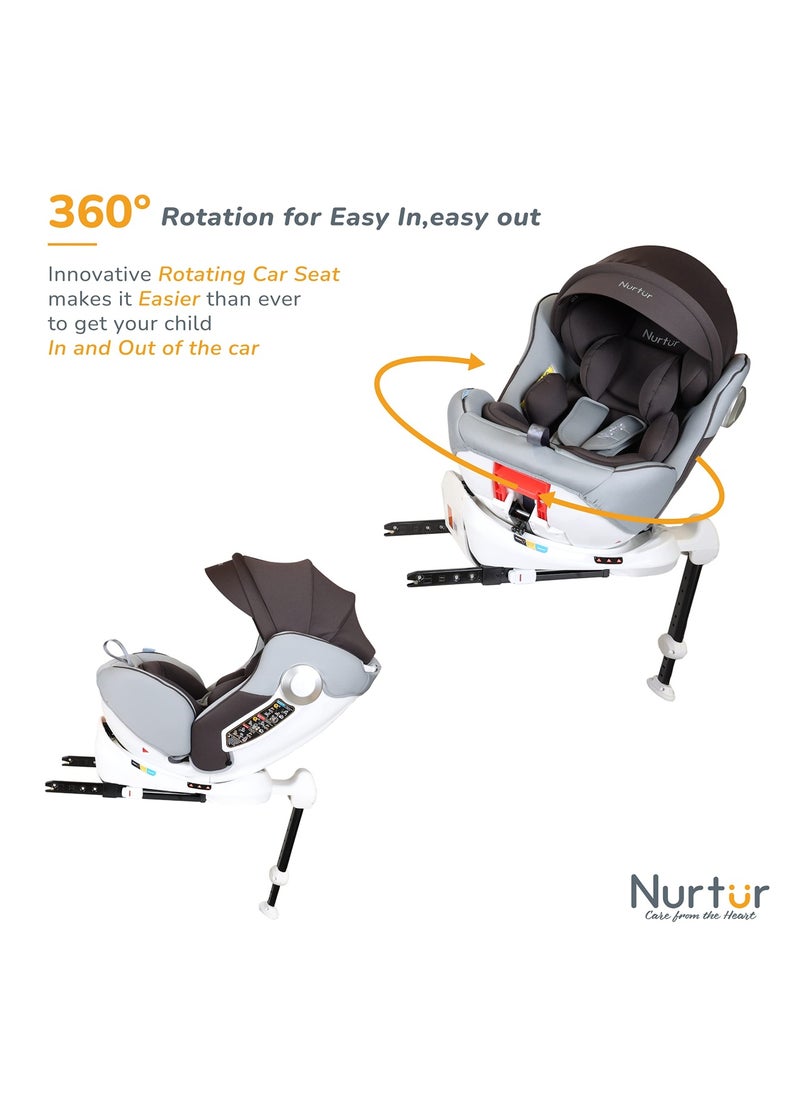 Nurtur Liberty Baby Kids 4 In 1 Car Seat 360 Degree Rotation Leg Support Isofix  10 Level Adjustable Headrest With Canopy  - Image 3
