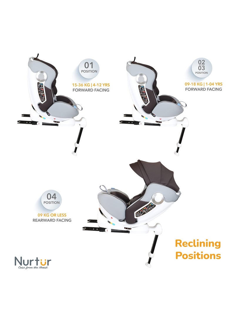 Nurtur Liberty Baby Kids 4 In 1 Car Seat 360 Degree Rotation Leg Support Isofix  10 Level Adjustable Headrest With Canopy  - Image 4