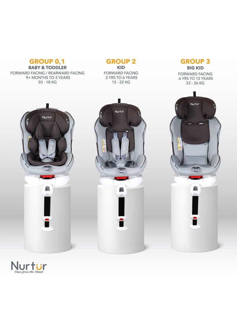Nurtur Liberty Baby Kids 4 In 1 Car Seat 360 Degree Rotation Leg Support Isofix  10 Level Adjustable Headrest With Canopy  - Image 5