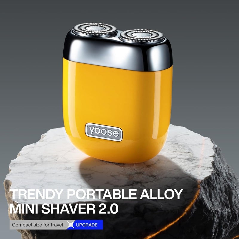 YOOSE Mini Men's Electric Shaver, Men's Alloy, IPX7 Waterproof Electric Shaver with 8000 rpm Motor, Type C Cable and Magnetic Shaving Head, Yellow - Image 1