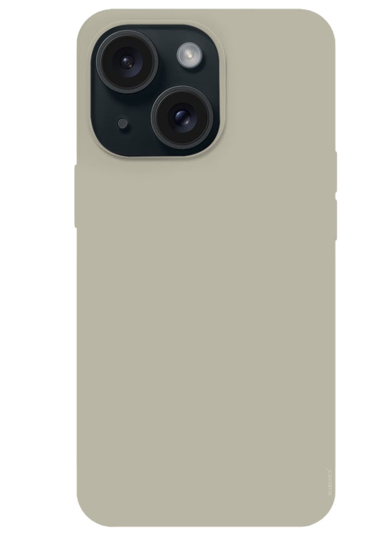 Silicone Case Cover for Apple iPhone 15 Plus, Slim Protective Cover with Microfiber Lining, Drop Protection - Natural Titanium - Image 4