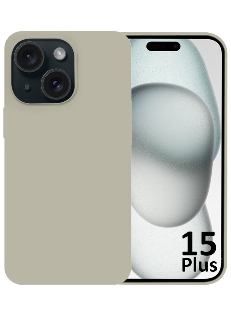 Silicone Case Cover for Apple iPhone 15 Plus, Slim Protective Cover with Microfiber Lining, Drop Protection - Natural Titanium - Image 2