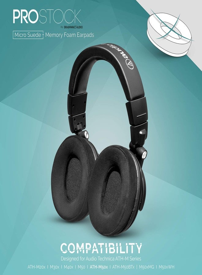 Brainwavz ProStock ATH M50X Upgraded Earpads, Improves Comfort & Style Without Changing The Sound - Ear Pad Designed for ATH-M50X M50BTX M20X M30X M40X Headphones, Vegan Leather (Micro Suede) - Image 5