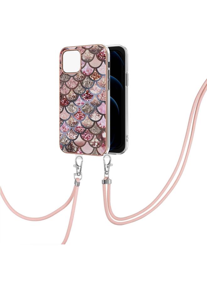 اس-توب جراب لهاتف iPhone 13 mini بنمط طلاء كهربائي IMD TPU مقاوم للصدمات مع حبل للرقبة - Image 2