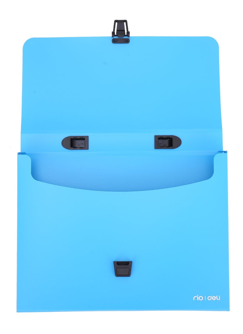 Deli - Deli EB50002 RIO A4-1P PP Expanding File, Push-Lock Closure with Handle, Durable PP Material, Large Capacity, Blue/Green/Red, - Image 1