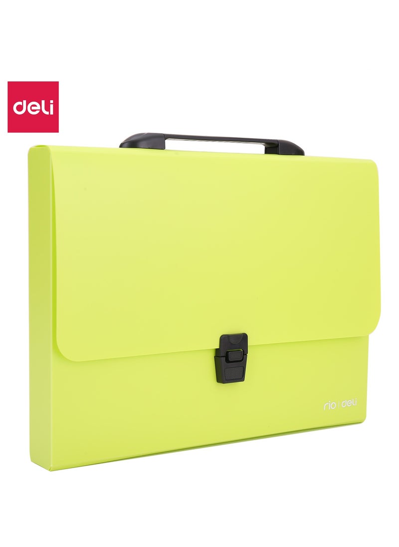 Deli - Deli EB50002 RIO A4-1P PP Expanding File, Push-Lock Closure with Handle, Durable PP Material, Large Capacity, Blue/Green/Red, - Image 1
