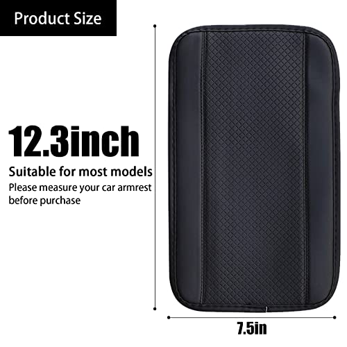 Miytsya Four Seasons Universal Armrest Box Mat, Fiber Leather Embossing, Waterproof Armrest Cover Center Console Mat Fit for Most Car, SUVs, Truck (Black) - Image 2