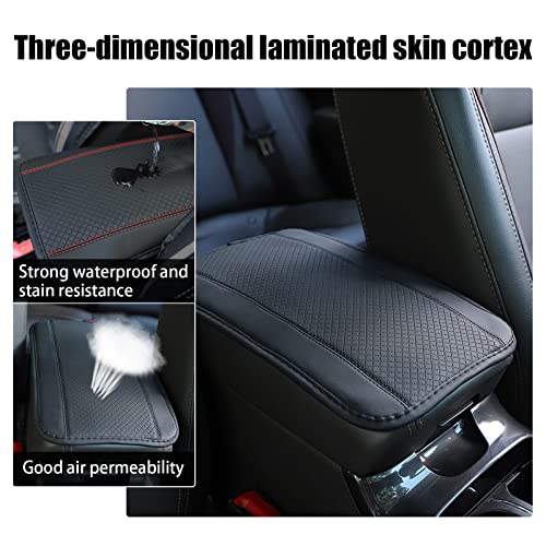 Miytsya Four Seasons Universal Armrest Box Mat, Fiber Leather Embossing, Waterproof Armrest Cover Center Console Mat Fit for Most Car, SUVs, Truck (Black) - Image 5