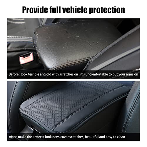 Miytsya Four Seasons Universal Armrest Box Mat, Fiber Leather Embossing, Waterproof Armrest Cover Center Console Mat Fit for Most Car, SUVs, Truck (Black) - Image 4