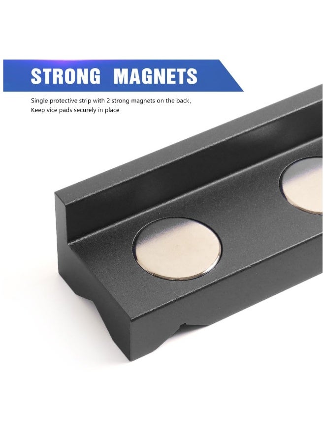 Generic Professional Aluminum 4 Inch Magnetic Vise Jaw Pads for Pipe Fitting and Metal Bench Vices, Reversible and Durable Protective Inserts - Image 2